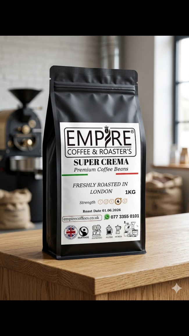 EMPIRE 1KG Super Crema Fresh Roasted Coffee Beans.